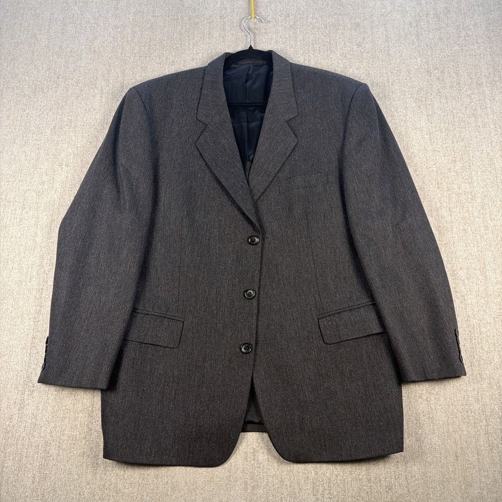 Vintage Barisal 3 Pc 100% Wool Suit Gray 44R 36x30 Pleated Cuffed Pant European